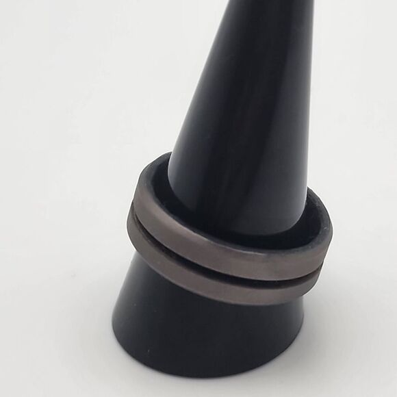 ROQ Gray & Black Breathable Comfort Engraved Middle Line Silicone Ring (11) - Picture 4 of 7